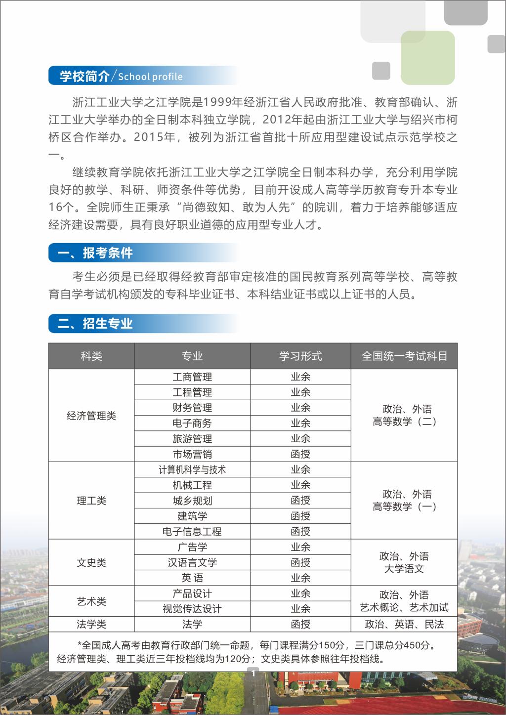 浙江工业大学之江学院2022年成人高考招生简章(图1)