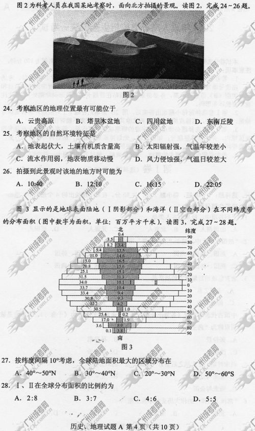 浙江省成人高考2014年统一考试文科综合真题A卷